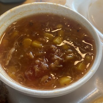 Amos's BBQ - a bowl of soup and a roll - Barbeque Near Me - Ball Ground, Georgia