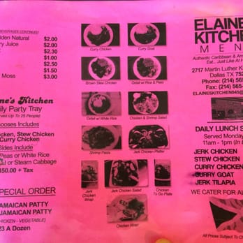 Elaine's Kitchen - Menu 1 - Caribbean Near Me - Dallas, Texas Elaine's Kitchen - Menu 1 - Caribbean Near Me - Dallas, Texas