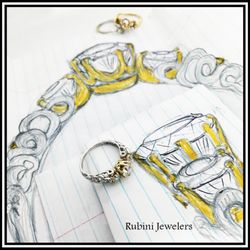 Rubini Jewelers - 14kt yellow and white gold antique reproduction ring set with customer's diamonds, by Rubini Jewelers