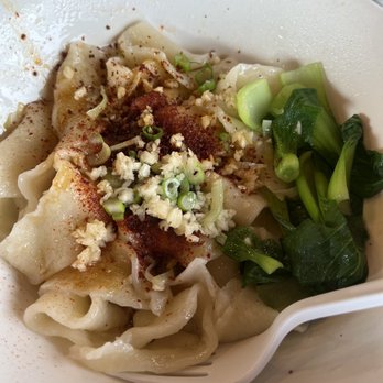 Pan Dumpling House - N7. Wide Hand Pulled Noodle - again, these looked so promising. Texture is 10/10, flavor is 5/10. Need to be spicy! - Chinese Near Me - Corona, California