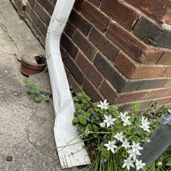 Logical Property Management - Downspout not replaced. - Property Management Near Me