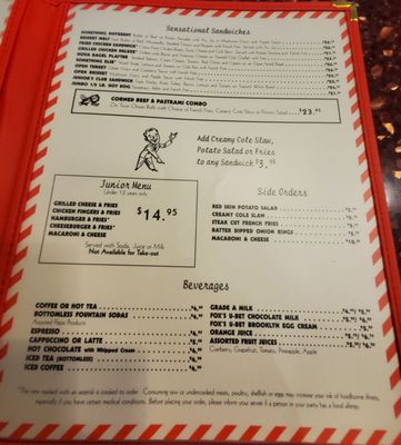 Menu photo 1 Junior's Restaurant & Bakery - Foxwoods Mashantucket, CT