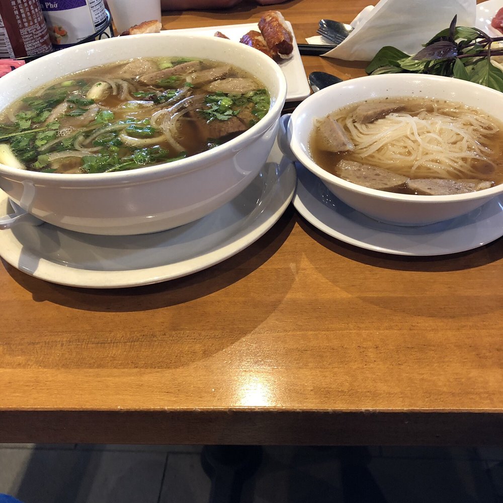 Basil Leaf Vietnamese Restaurant - Medium pho on the left, kids pho on the right. - Vietnamese Near Me - Albuquerque, New Mexico Basil Leaf Vietnamese Restaurant - Medium pho on the left, kids pho on the right. - Vietnamese Near Me - Albuquerque, New Mexico