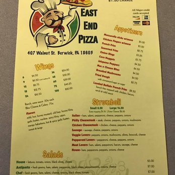 East End Pizzeria - the menu for the restaurant - Pizza Near Me - Berwick, Pennsylvania East End Pizzeria - the menu for the restaurant - Pizza Near Me - Berwick, Pennsylvania