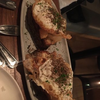 Sala Astoria - fried eggs with potato crisps and truffle on top. keep extra bread for this because of the yolk - Spanish Near Me - Queens, New York Sala Astoria - fried eggs with potato crisps and truffle on top. keep extra bread for this because of the yolk - Spanish Near Me - Queens, New York