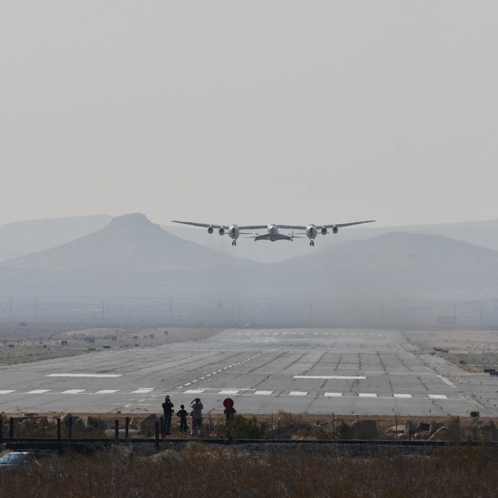 Mojave Air & Space Port - The White Knight Two carrying Scaled Composites Model 339 SpaceShipTwo VSS Unity airborne - Airports Near Me - Mojave, California