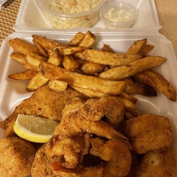 Seafood Gourmet - Fried Seafood Combo Dinner (Shrimp, Scallops, Flounder) w fries and a side of really good coleslaw - Seafood Near Me - Maywood, New Jersey Seafood Gourmet - Fried Seafood Combo Dinner (Shrimp, Scallops, Flounder) w fries and a side of really good coleslaw - Seafood Near Me - Maywood, New Jersey