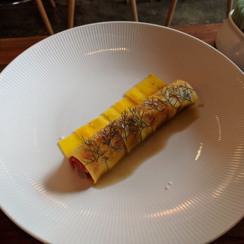 Staplehouse - Beef wrapped with golden beets. - New American Near Me - Atlanta, Georgia Staplehouse - Beef wrapped with golden beets. - New American Near Me - Atlanta, Georgia