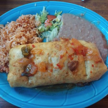 Santi's Restaurante Mexicano - Fried Chimichanga with rice and beans - Mexican Near Me - Charleston, South Carolina