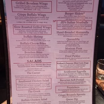 JD's Tavern - Menu back - American Near Me - Apex, North Carolina
