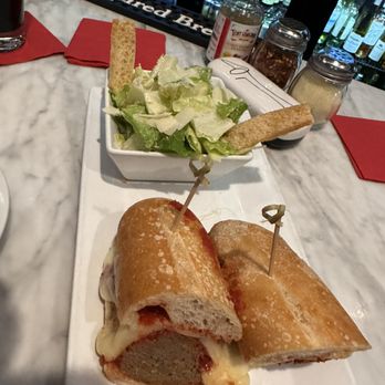 Pizza Rock - Meatball Sub with Caesar salad in place of fries. - Pizza Near Me - Henderson, Nevada
