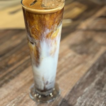 Luka Restaurant - Iced almond milk vanilla latte - Latin American Near Me - Plantation, Florida