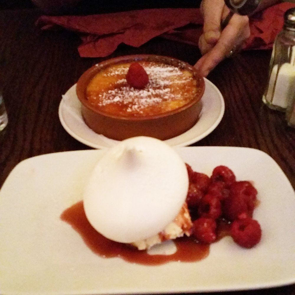 Crème Brulee and Meringue with Fresh Raspberries & Cream Crème Brulee and Meringue with Fresh Raspberries & Cream