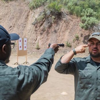 A Place To Shoot - Dangerfield field team showing students how set up a perfect sight alignment with just a Glock slide. - Gun/Rifle Ranges Near Me - Saugus, California A Place To Shoot - Dangerfield field team showing students how set up a perfect sight alignment with just a Glock slide. - Gun/Rifle Ranges Near Me - Saugus, California