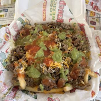 El Rancheros Mexican Food - Carne Asada Fries with sauce added! Looks much better - Fast Food Near Me - Modesto, California El Rancheros Mexican Food - Carne Asada Fries with sauce added! Looks much better - Fast Food Near Me - Modesto, California