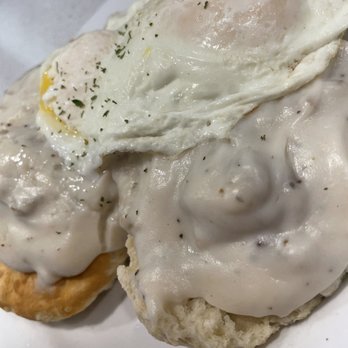 Beachside Diner - Biscuits and gravy with two eggs over medium. - Diners Near Me - St. Augustine, Florida Beachside Diner - Biscuits and gravy with two eggs over medium. - Diners Near Me - St. Augustine, Florida