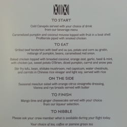 Fiji Airways - Business class: Today's luncheon menu