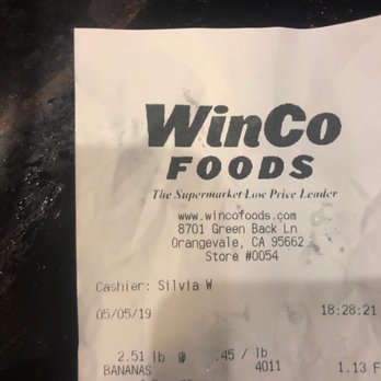 WinCo Foods - Receipt - Grocery Near Me - Orangevale, California WinCo Foods - Receipt - Grocery Near Me - Orangevale, California