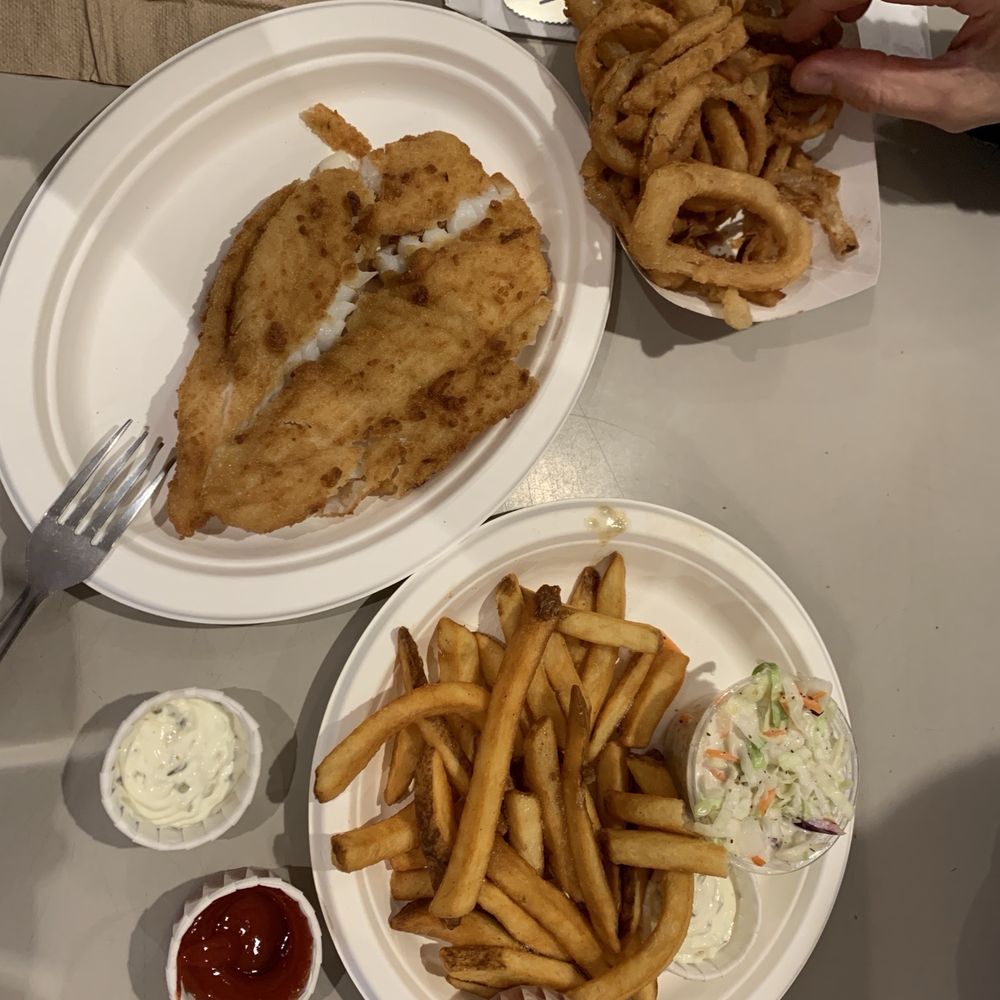 Fish, fries, onion rings