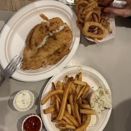 Fish, fries, onion rings Fish, fries, onion rings