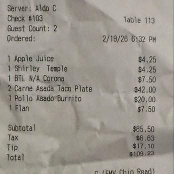 Miguel's Cocina - Our bill - Mexican Near Me - Coronado, California