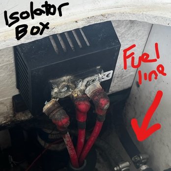 Waylen Bay Marine - Battery Isolator Box and fuel lines. - Boat Repair Near Me - St. Augustine, Florida