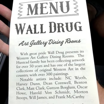 Wall Drug Store - The front of the paper menu - Drugstores Near Me - Wall, South Dakota
