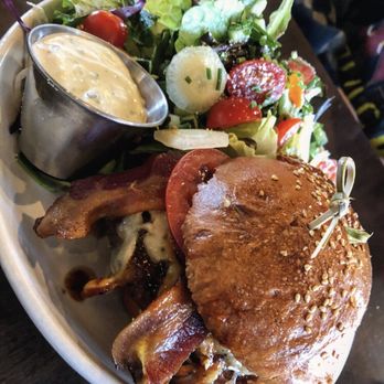 Culinary Dropout - The Pub Burger with a house salad: pretty good! - New American Near Me - Tempe, Arizona Culinary Dropout - The Pub Burger with a house salad: pretty good! - New American Near Me - Tempe, Arizona