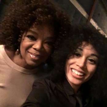Tender Bartenders - Oprah with our delighted Server at the "A Wrinkle In Time" rap party. - Party & Event Planning Near Me