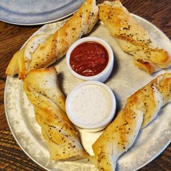 Vulgar Brewing Company - Garlic twists with their homemade ranch & marina sauce.