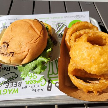 BurgerFi - Bacon cheeseburger with onion ringd - Burgers Near Me - Columbia, Maryland
