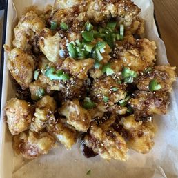 Chicken bites tossed in chan chan sauce