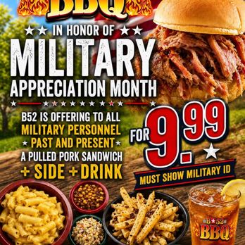 B52 BBQ - Military appreciation month - Food Trucks Near Me - Villa Rica, Georgia B52 BBQ - Military appreciation month - Food Trucks Near Me - Villa Rica, Georgia