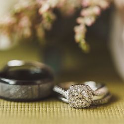 Impress Jewelry Creations - Engagement ring and mixed metal meteorite wedding band