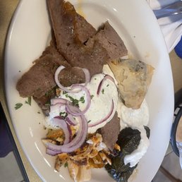 Combination plate with dolmathes and spanakopita