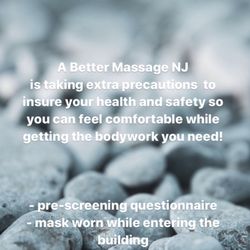 A Better Massage NJ - Health and safety procedures for A Better Massage NJ