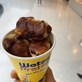 Wetzel's Pretzels - The 901 calories in a 10 piece cup of cheesy dog bites will supply you with ample nourishment for your terribly arduous shopping endeavors. - Pretzels Near Me - Los Angeles, California Wetzel's Pretzels - The 901 calories in a 10 piece cup of cheesy dog bites will supply you with ample nourishment for your terribly arduous shopping endeavors. - Pretzels Near Me - Los Angeles, California