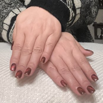 Simply Nail Bar - Red cat eye nails and new shape. So pretty - Nail Salons Near Me - Brea, California Simply Nail Bar - Red cat eye nails and new shape. So pretty - Nail Salons Near Me - Brea, California