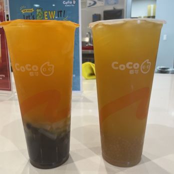 CoCo Bubble Tea - Left: Tropical Special Right: Sago Mango Green Tea - Bubble Tea Near Me - Milpitas, California
