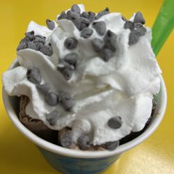Steel N Roll - Ferrero Rocher Coconut Rolled Ice Cream with Whipped Cream and Chocolate Chips.