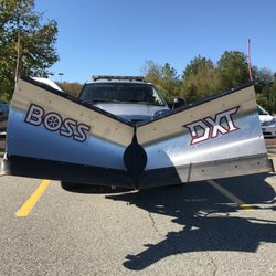 B&B Landscaping - One of our trucks equipped with a Boss 9'2" Vplow guaranteed to clean your lot better and faster than our competitors with straight blades