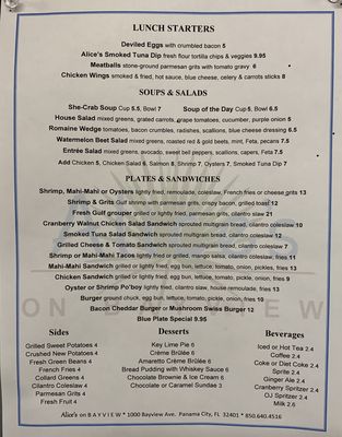 Menu photo 7 Alices Panama City, FL