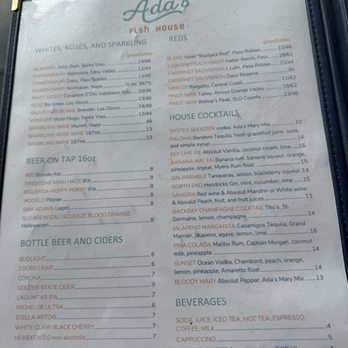 Ada’s Fish House - Menu - Seafood Near Me - Pismo Beach, California