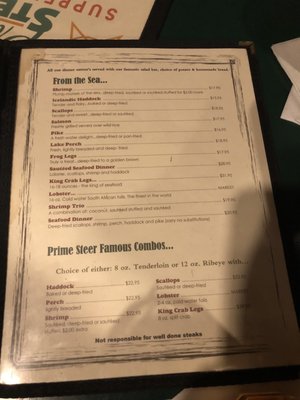 Menu photo 2 Prime Steer Supper Club Kaukauna, WI Menu photo 2 Prime Steer Supper Club Kaukauna, WI
