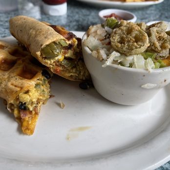 Metro Diner - Southwestern Burrito press with a side of grits loaded with the works ! - American Near Me - Altamonte Springs, Florida Metro Diner - Southwestern Burrito press with a side of grits loaded with the works ! - American Near Me - Altamonte Springs, Florida