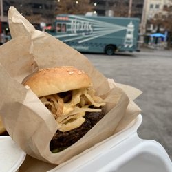 Nora's Kitchen - Black Bean Chipotle Burger with their famous wedge fries YUM YUM DELICIOUS!!!
