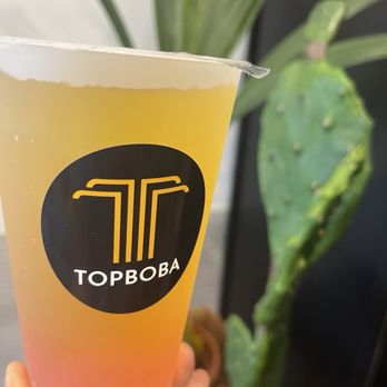 Top Boba - Mango green tea w/ Cherry blossom crystal boba - Bubble Tea Near Me - Las Vegas, Nevada