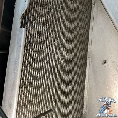 Chemical cleaning on evaporator coil. - We had a call come in for no cool. This customer was experiencing a lack of air flow high which resulted in high energy usage. Once on site our technician discovered a frozen evaporator coil. After the coil defrosted we determined the reasoning for it icing up and addressed the customers concern of lack of air flow which was due to the filter not being replaced regularly. This caused the restriction in the evaporator coil which led to build up and it freezing.