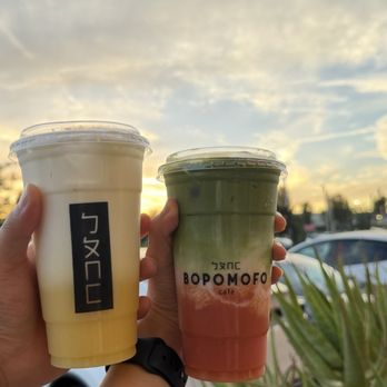 Bopomofo Cafe - Strawberry Corn Milk and BA-LA Matcha - Bubble Tea Near Me - San Gabriel, California