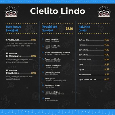 Menu photo 8 Cielito Lindo San Francisco, CA